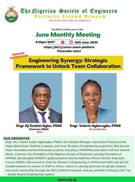 THE NIGERIAN SOCIETY OF ENGINEERS NSE VICTORIA ISLAND 